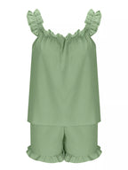 Ruffle Trim Sleeveless Top Shorts Set (25)