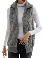 Full Size Cozy Faux Fur Zip-up Vest Coat Plus (2)