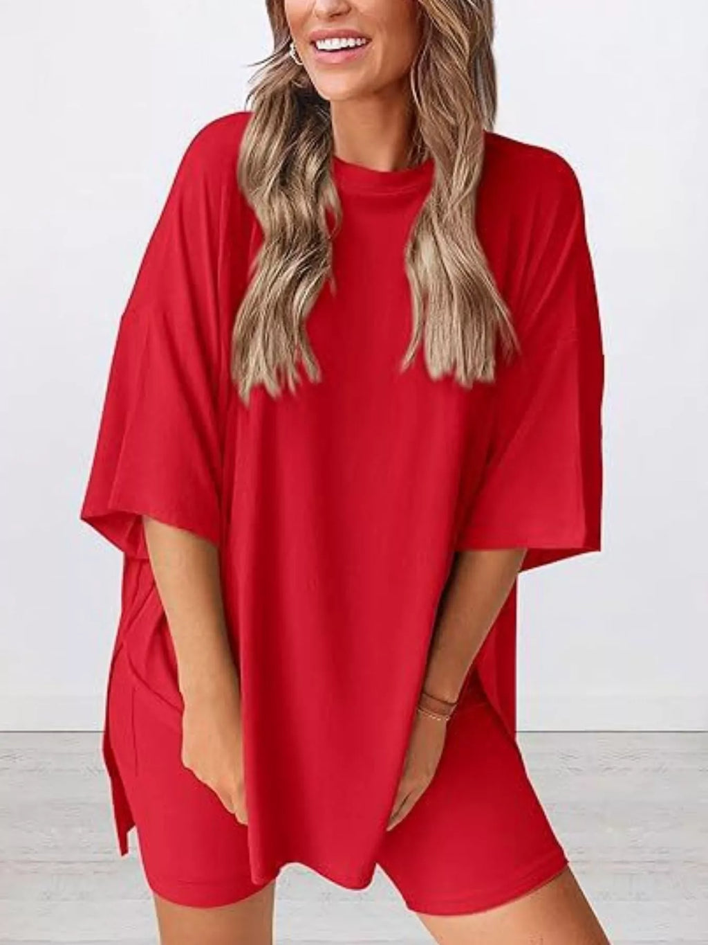 Full Size Half Sleeve T-shirt Shorts Set Plus (34)