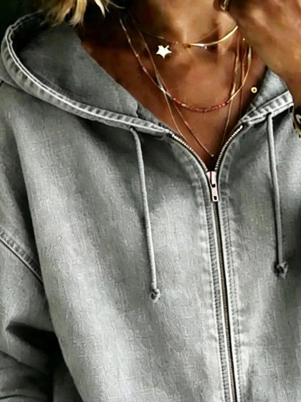 Full Size Zip-up Dropped Shoulder Hoodie Plus (8)