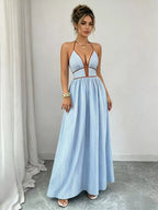 Striped Halter Neck Maxi Dress (4)