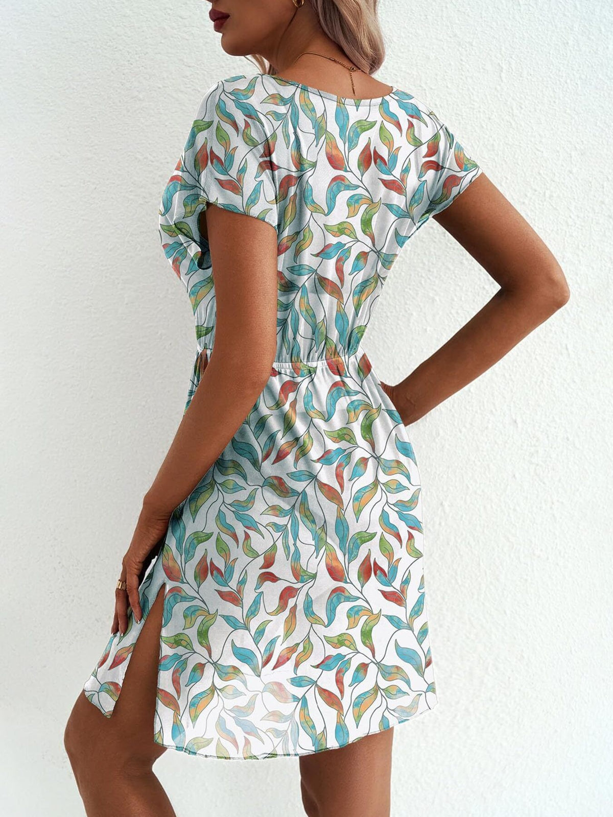 Printed Short Sleeve Mini Dress (5)