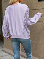 Lace Sleeve Crew Neck Sweatshirt (6)