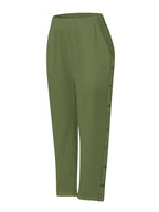 Full Size Side Decor Button Casual Wide Leg Pants Plus (17)