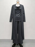 Full Size Cowl Neck Top Cardigan Pants Set Plus (23)
