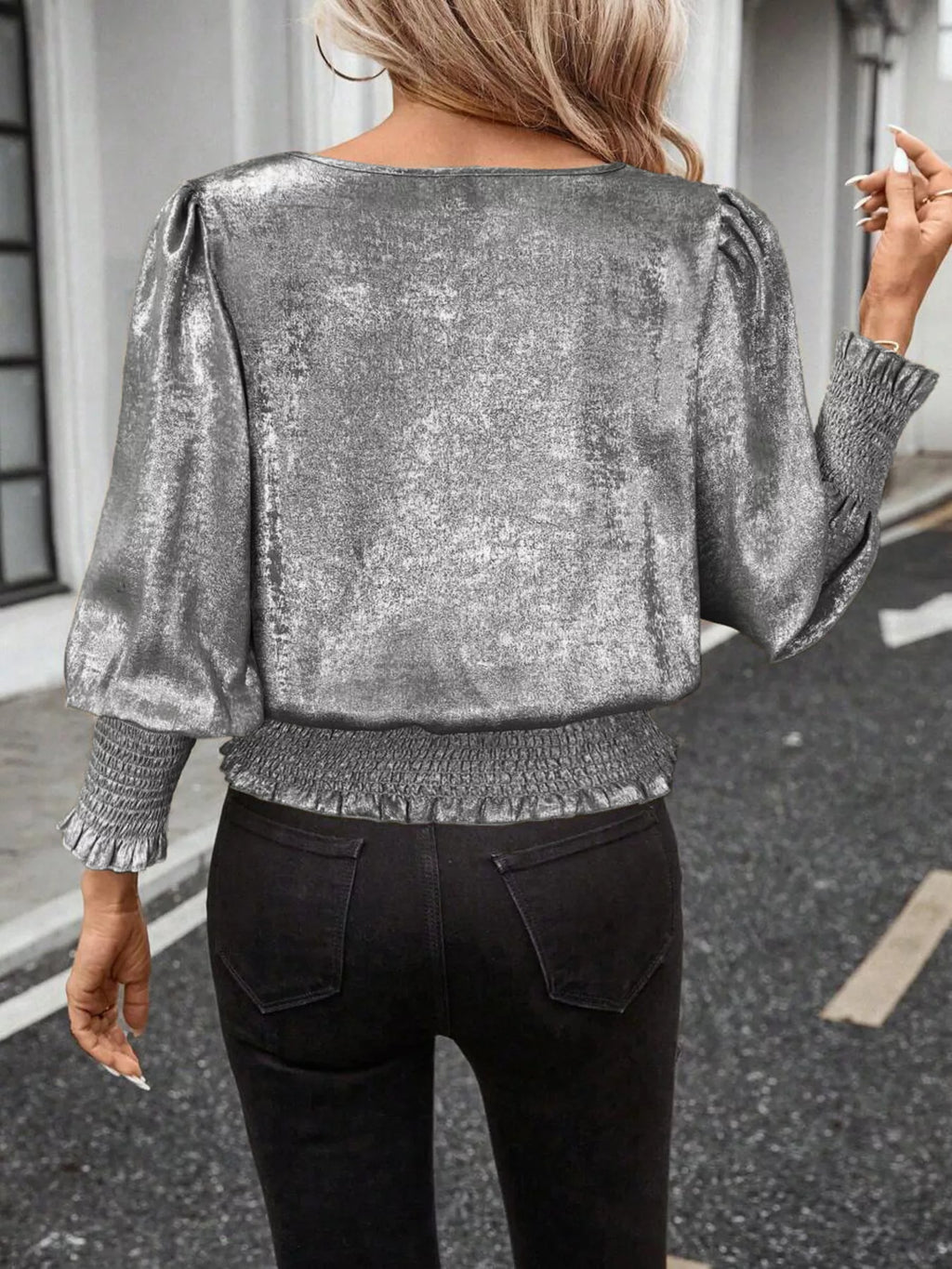 Smocked Round Neck Blouse (11)