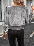 Smocked Round Neck Blouse (11)