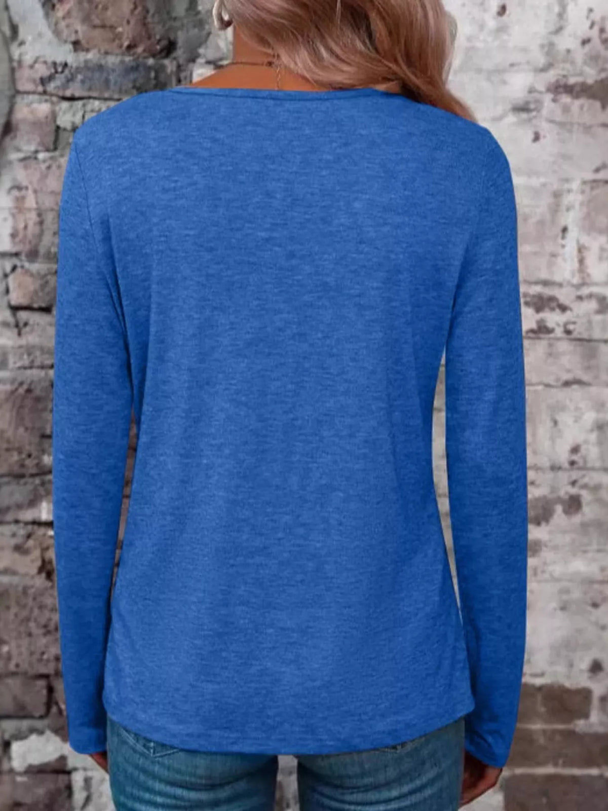 Crisscross V-neck Long Sleeve T-shirt (8)