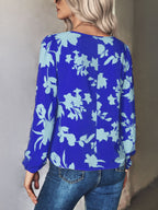 Printed Tie Neck Long Sleeve Blouse (2)