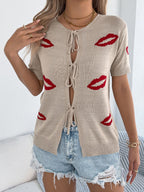 Lips Tie Front Knit Cardigan (3)