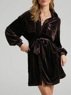 Collared Neck Button Down Long Sleeve Mini Dress (9)