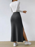 High Waist Ribbed Knit Maxi Skirt (16)
