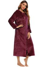 Zip Front Hooded Night Dress Pockets (11)