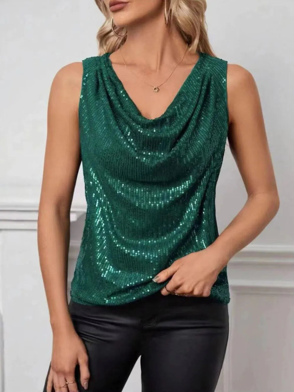 Sequin Cowl Neck Tank (12)