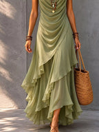 Sleeveless Layered Ruffle Hem Maxi Dress (3)
