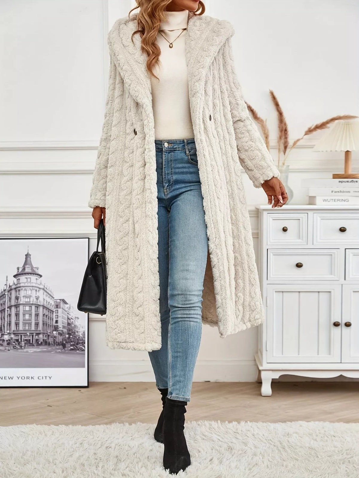 Cozy Hooded Button Up Longline Outerwear (2)