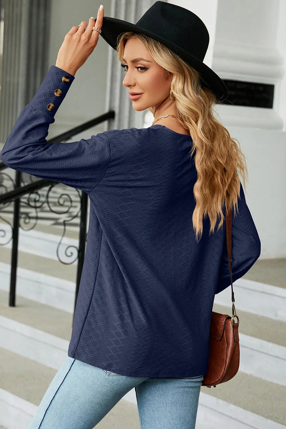 V-neck Lantern Sleeve T-shirt (16)