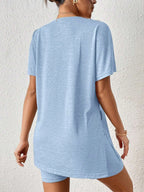 Casual Round Neck T-shirt Shorts Set (5)