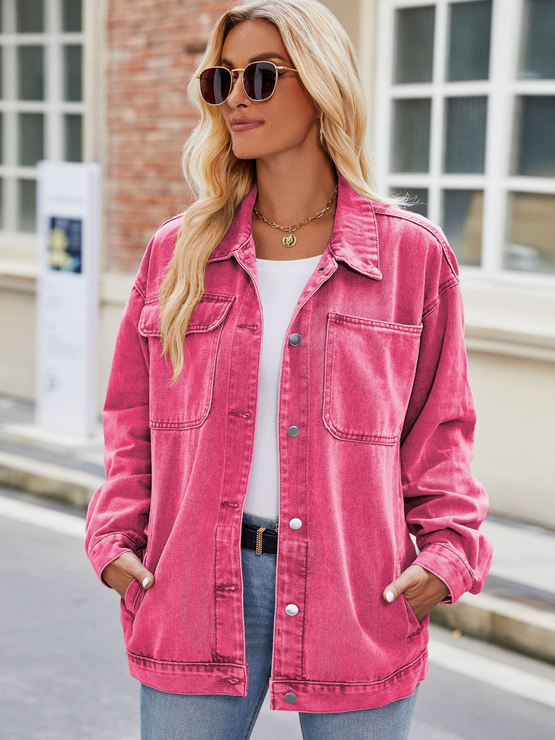 Button Up Denim Jacket Pockets