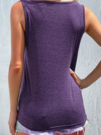 Full Size Decorative Button Round Neck Tank Plus (12)