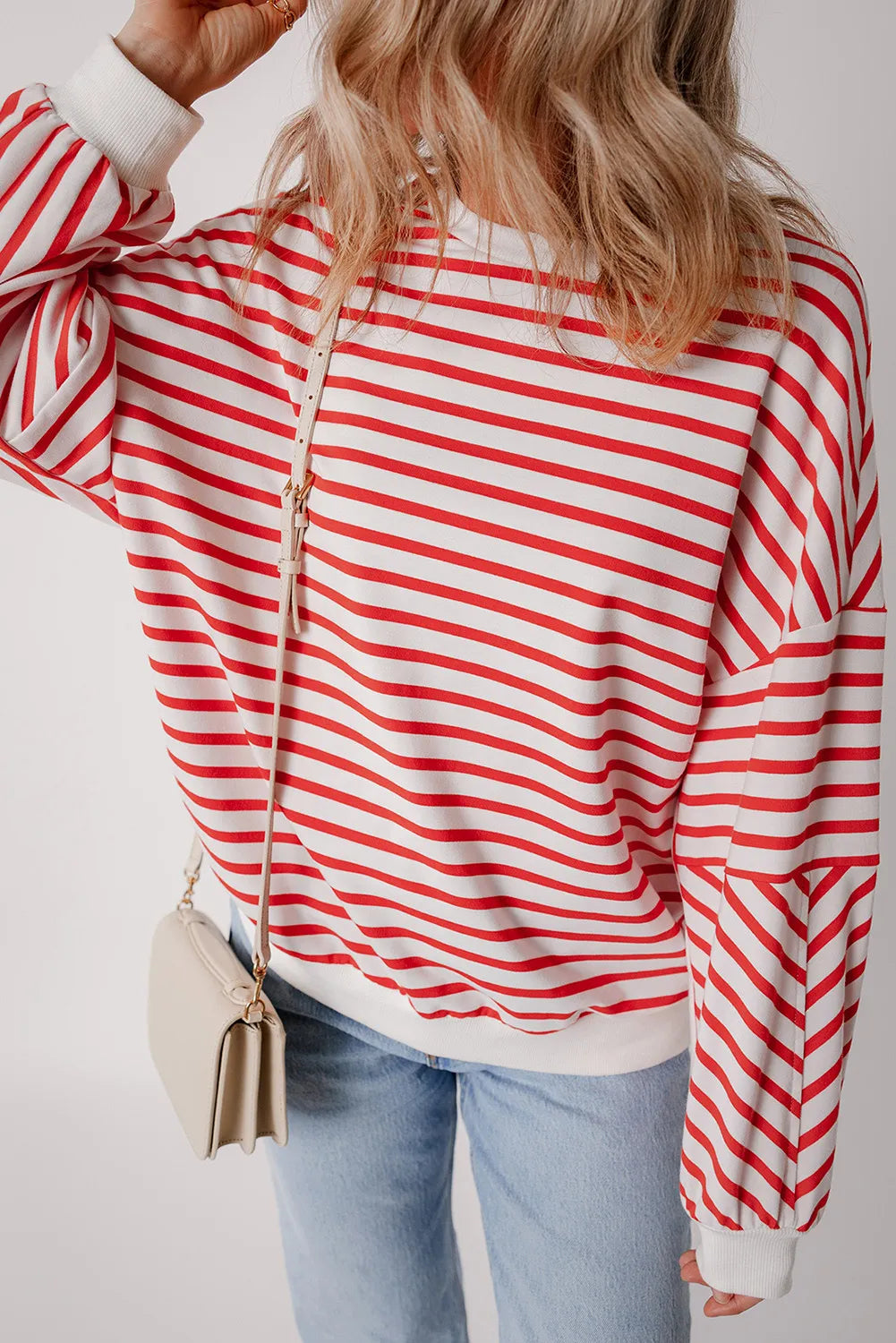 Striped Dropped Shoulder Long Sleeve Sweatshirt (3)