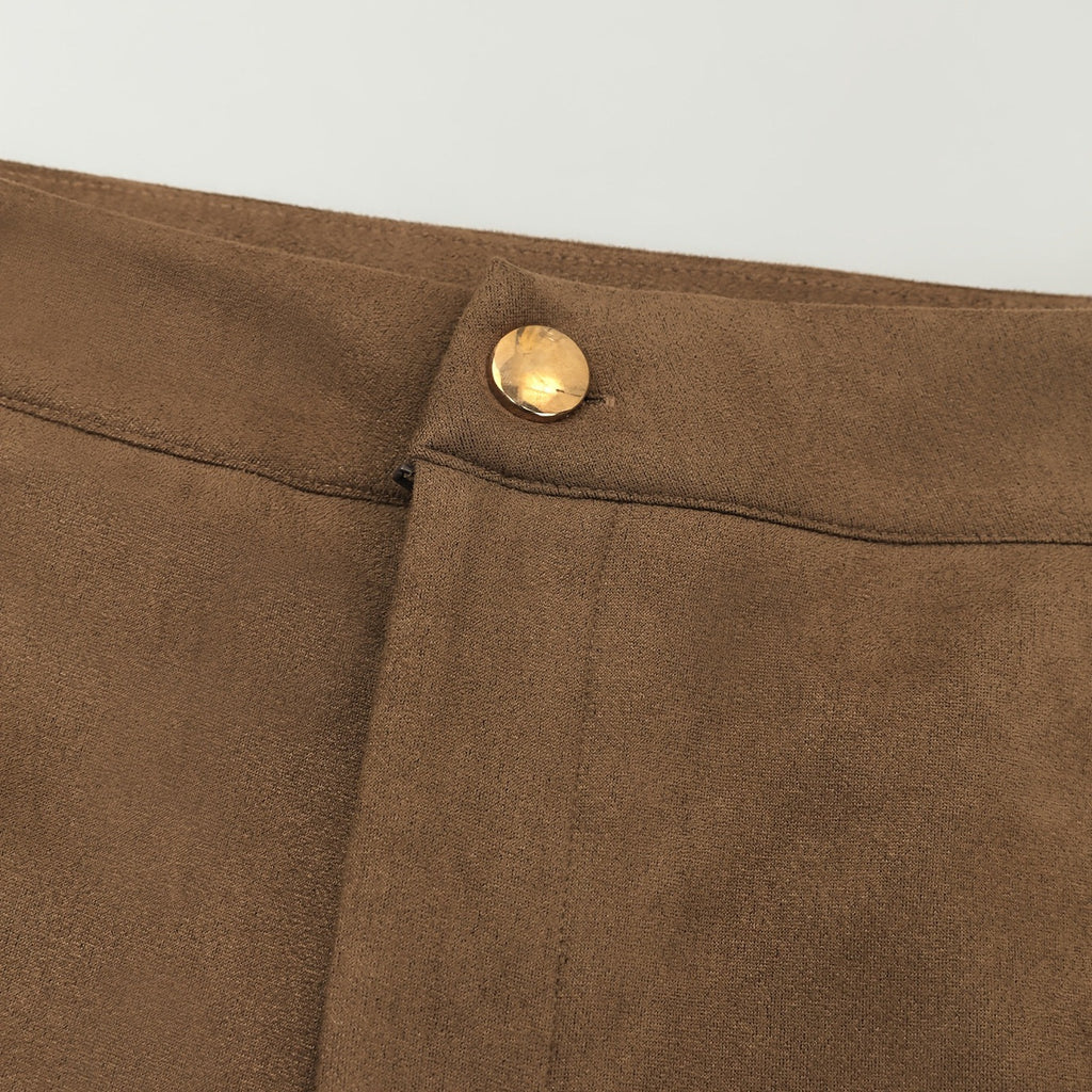 Retro Faux Suede Casual Flare Pants photo 2