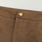 Retro Faux Suede Casual Flare Pants photo 2