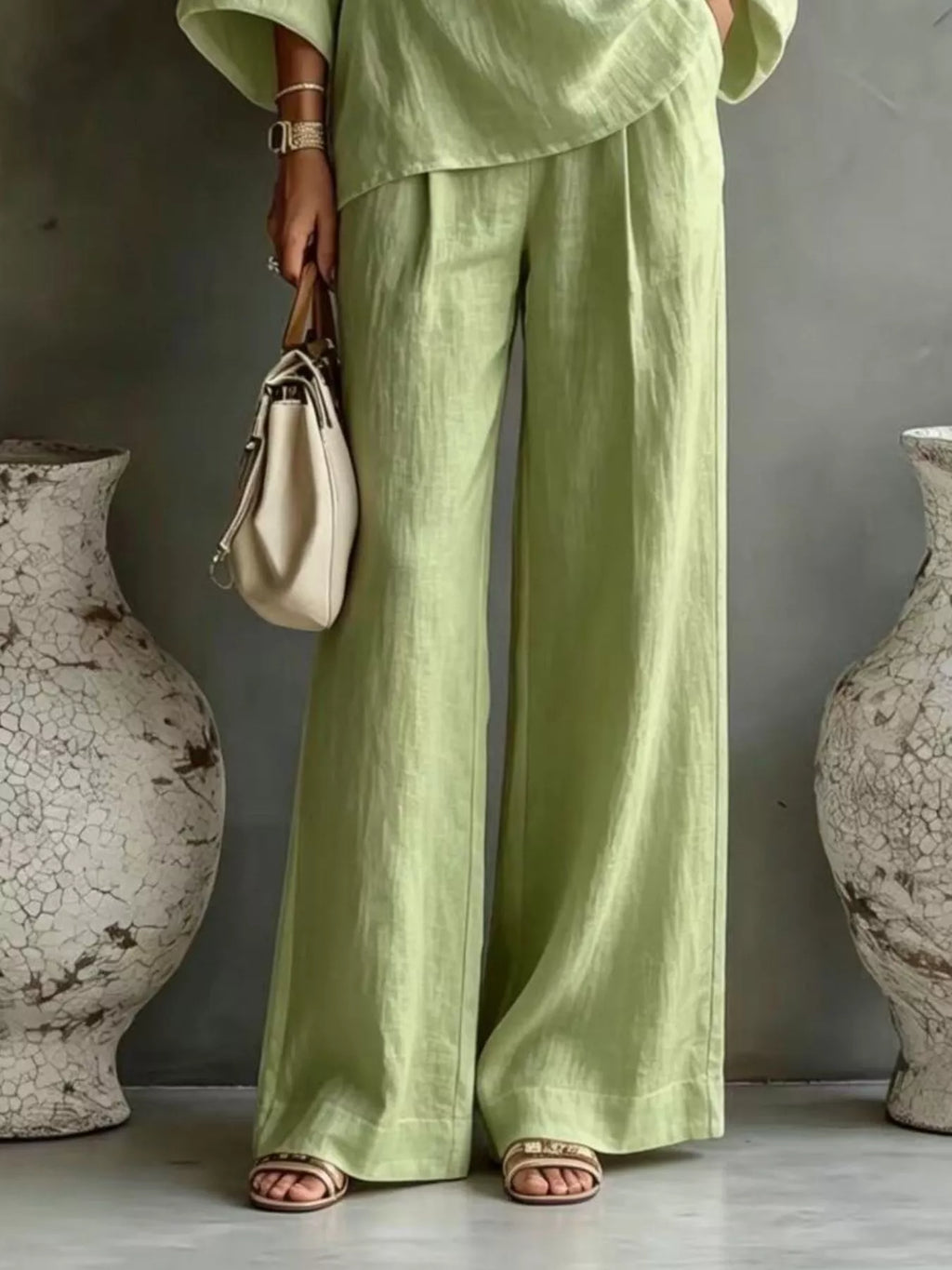 One Shoulder Top Wide Leg Pants Set (18)