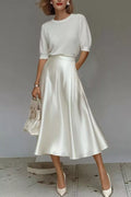 Satin A-line Midi Skirt