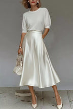 Satin A-line Midi Skirt