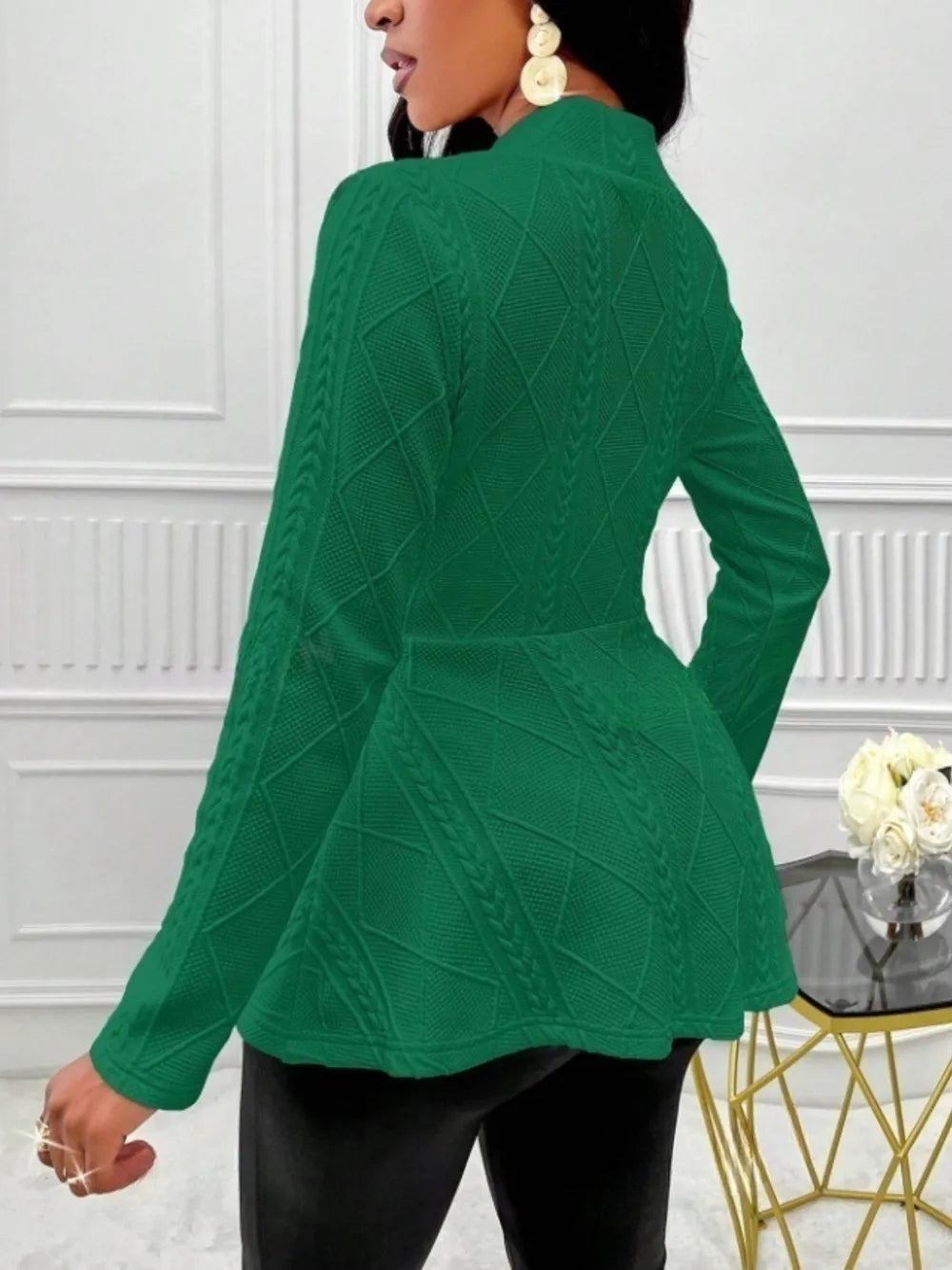 One Button Textured Peplum Cardigan (25)