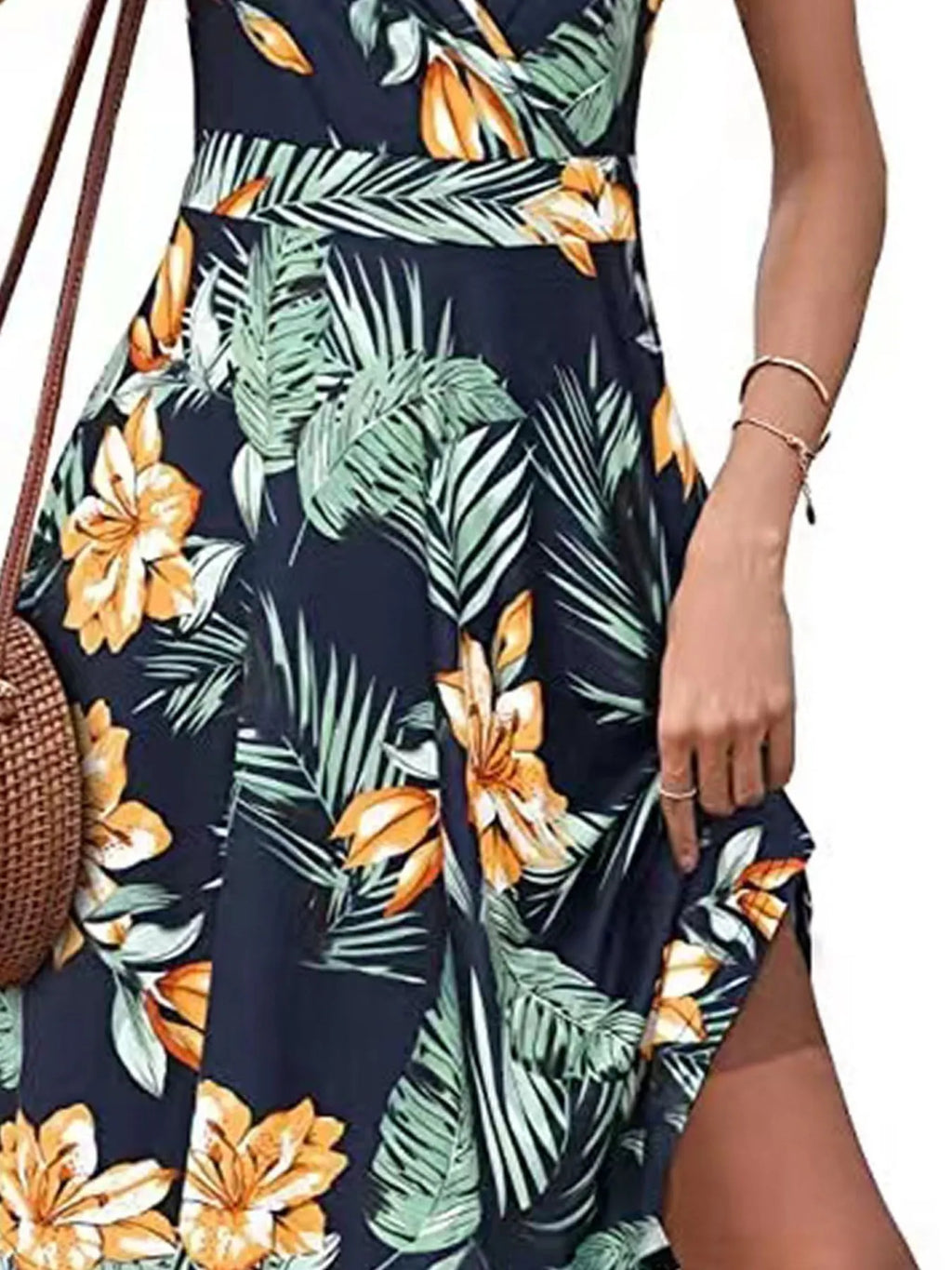 Printed Surplice Sleeveless Dress (12)