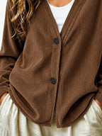 Casual Corduroy Button-up Cardigan (4)
