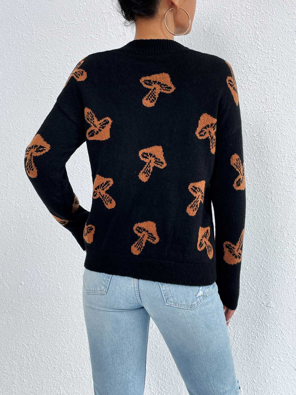 Patterned Drop Shoulder Sweater (9)