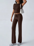Round Neck Short Sleeve Top Pants Set (17)