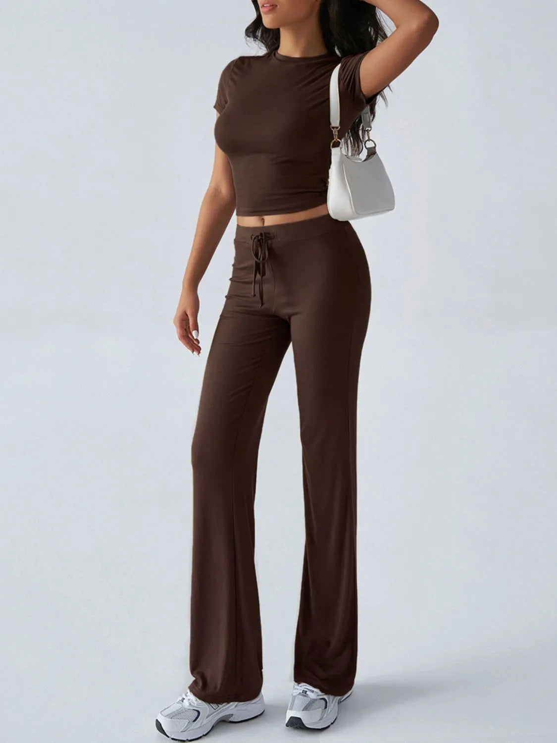 Round Neck Short Sleeve Top Pants Set (17)