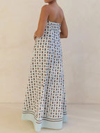Smocked Printed Tube Maxi Dress (15)