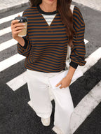 Contrast Trim Striped Crew Neck Sweatshirt (20)