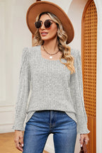 Square Neck Flounce Sleeve T-shirt (19)