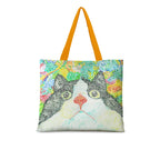 Cat Illustration Shoulder Bag Large Capacity Canvas photo 4