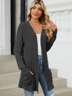 Pocketed Open Front Long Sleeve Cardigan (20)