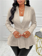 One Button Textured Peplum Cardigan (8)