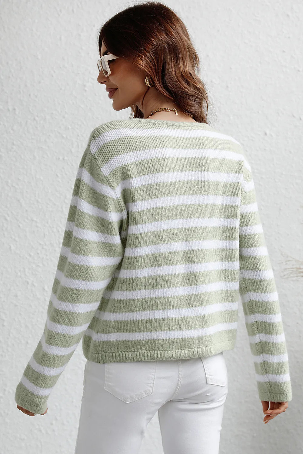 Striped Button Down Long Sleeve Cardigan (9)