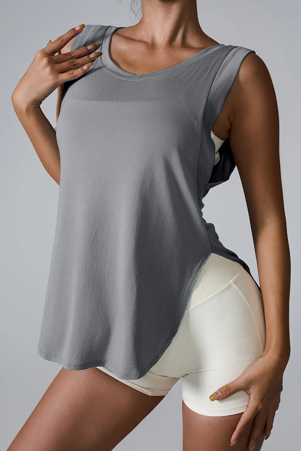Slit Round Neck Active Tank (8)