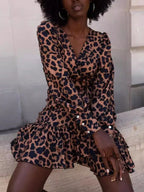 Printed Surplice Long Sleeve Wrap Mini Dress (2)