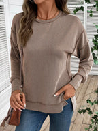 Side Slit Round Neck Sweatshirt (19)