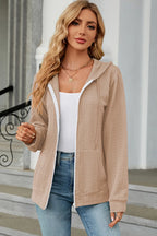 Drawstring Zip Up Long Sleeve Hoodie (14)