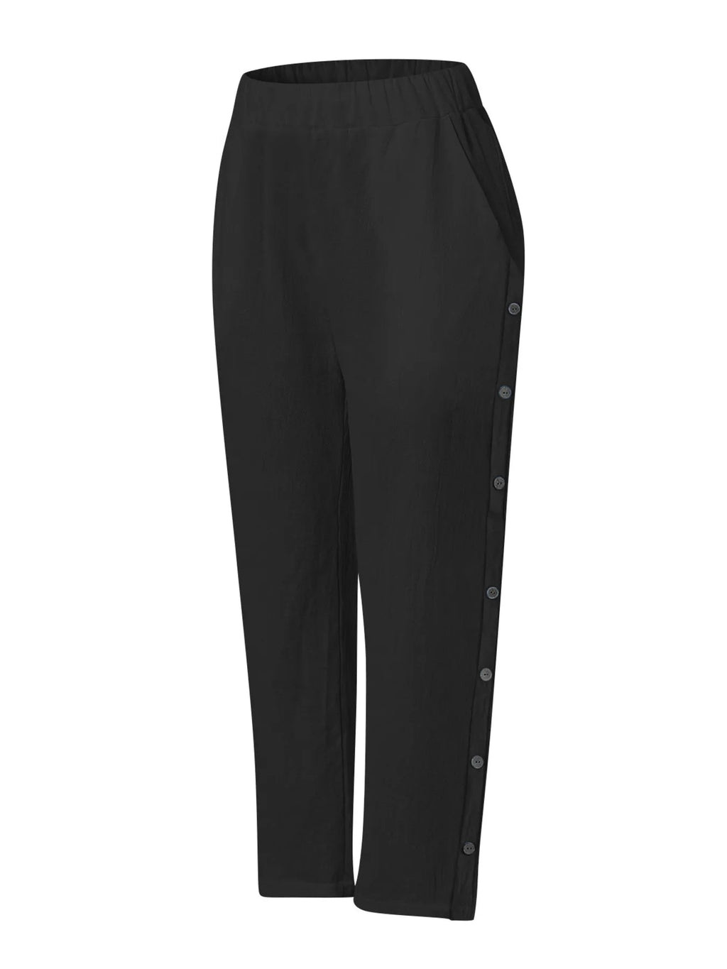 Full Size Side Decor Button Casual Wide Leg Pants Plus (11)