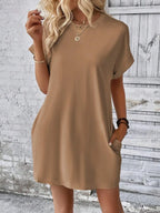 Round Neck Short Sleeve Mini Dress (10)
