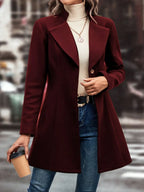 Collared Neck Button Up Long Sleeve Coat (3)